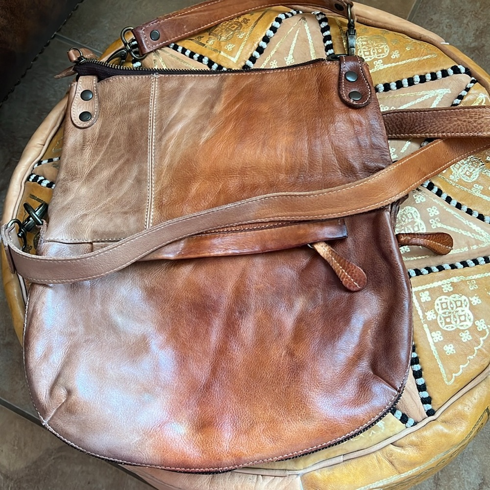Bed Stu Brown Distressed Leather Hobo Bag - Picture 9 of 9